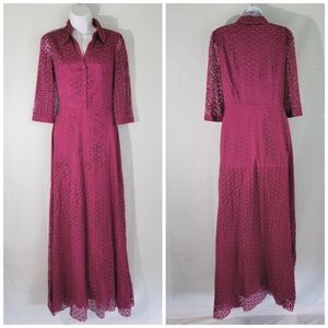 Sole Cranberry Women's Lace Floral Fit & Flare Maxi Dress Size M